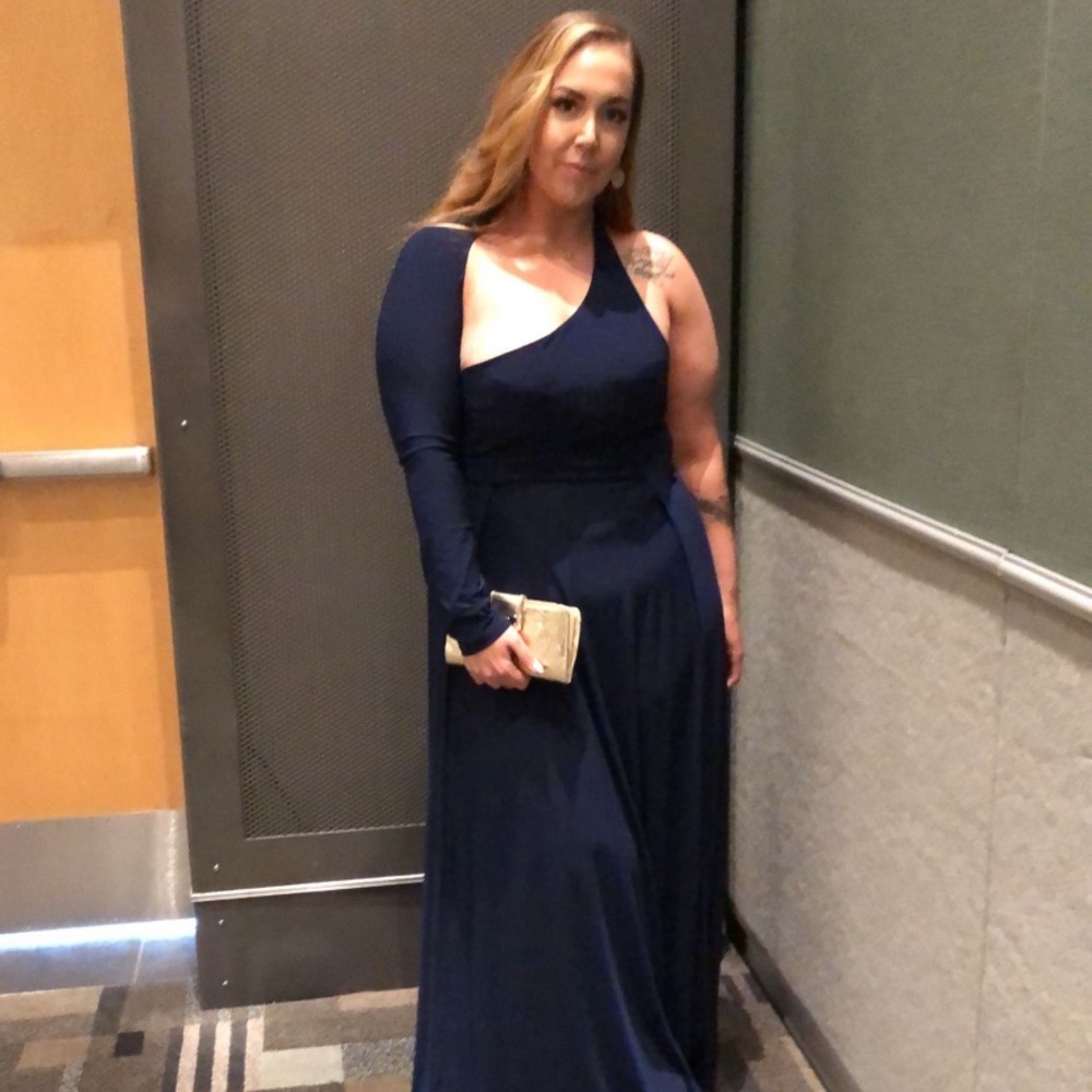 Navy blue one sleeve dress